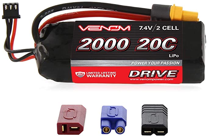 20C 2S 2000mAh 7.4 LiPo Battery With Universal Plug